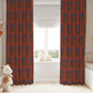 Burnt Orange Blue Floral Blackout Curtains