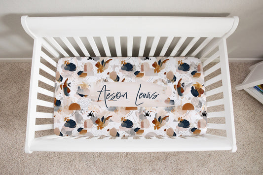 Abstract Personalized Crib Sheet for Boy