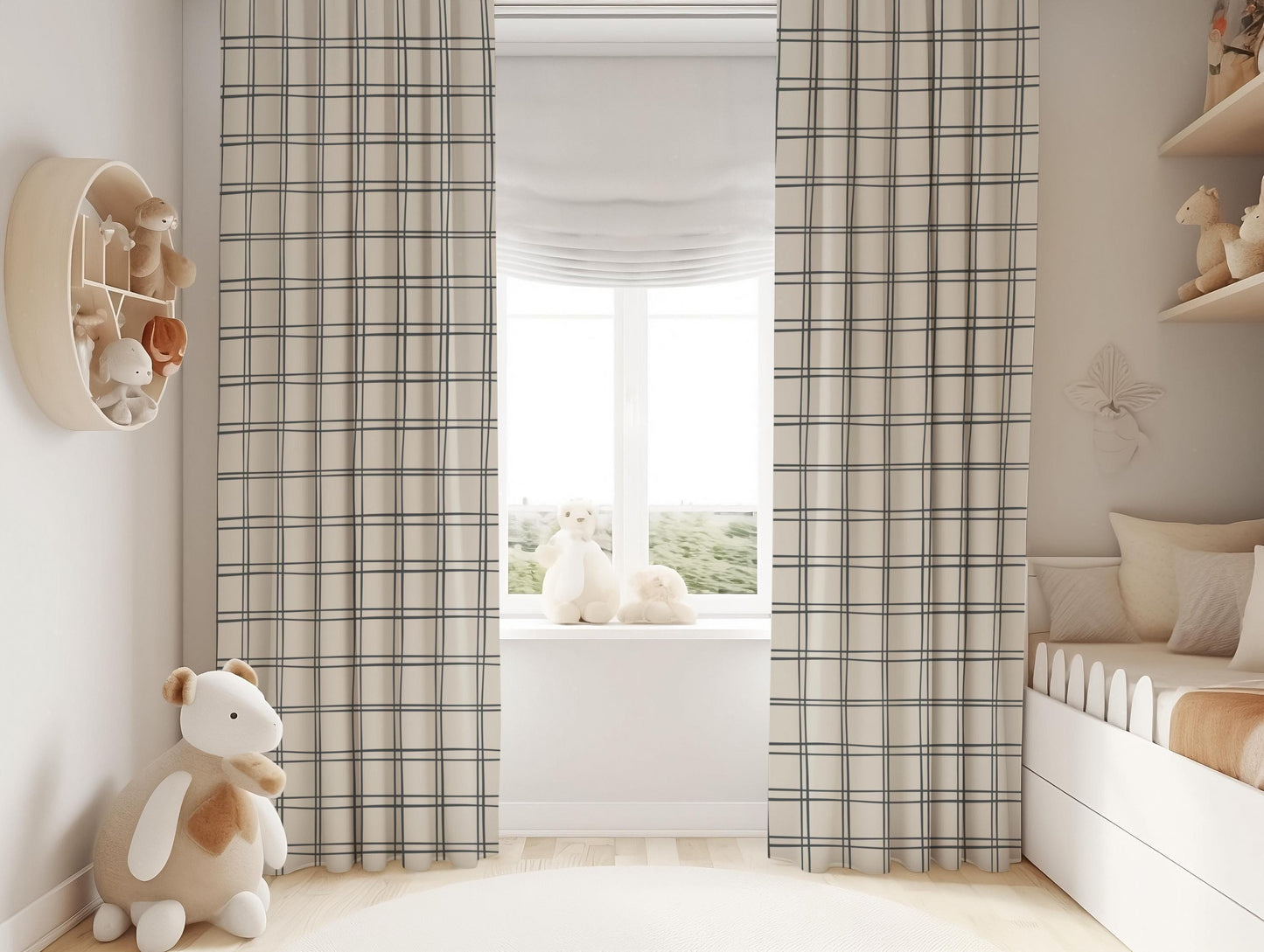 Plaid Blackout Nursery Blackout Curtains