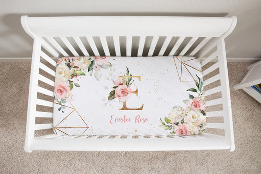 Roses Garden Personalized Crib Sheet for Girl
