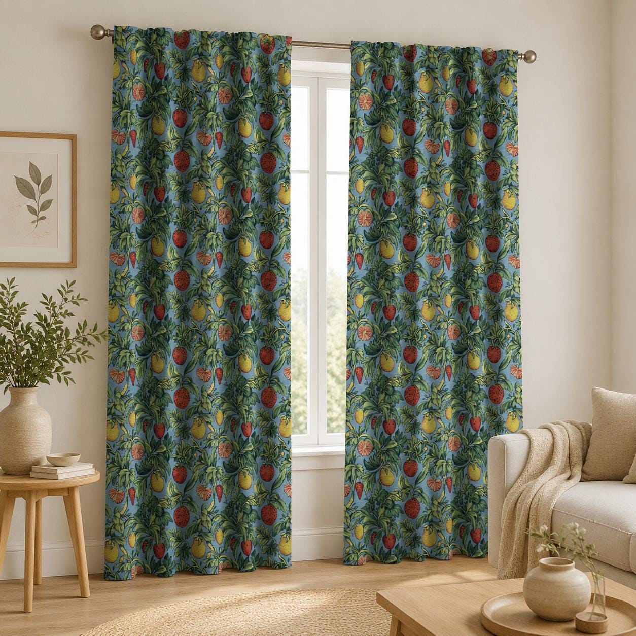 Fruit Botanical, Strawberry Blackout Curtains