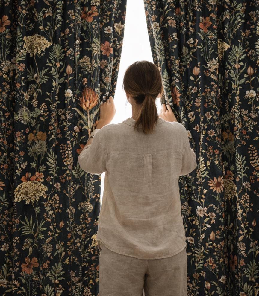 Moody Wildflower Botanical Blackout Curtains