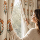 Boho Floral, Vintage Poppy Blackout Curtains