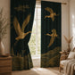 Japanese Crane, Dark Green Blackout Curtains