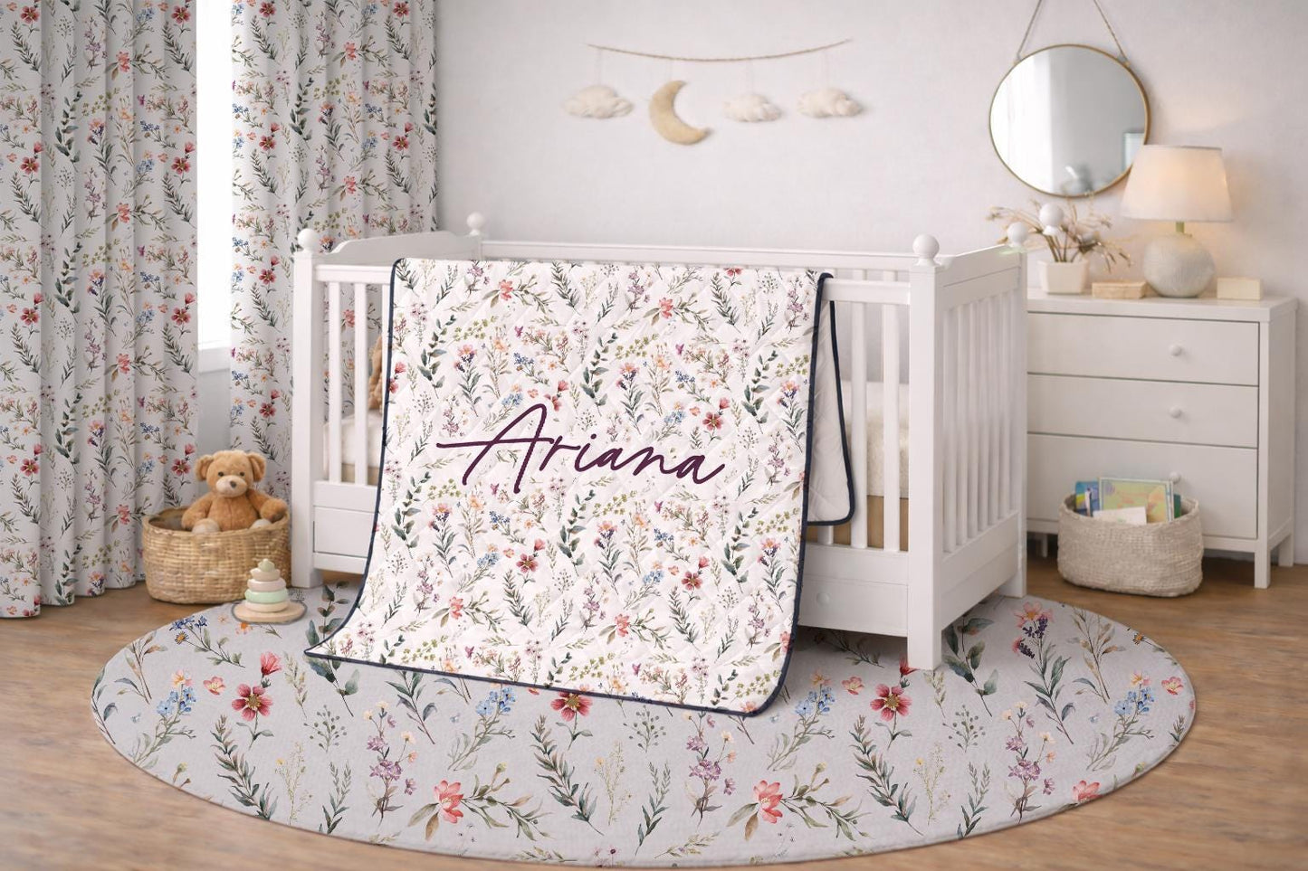 Floral Nursery , Wildflower Blackout Curtains