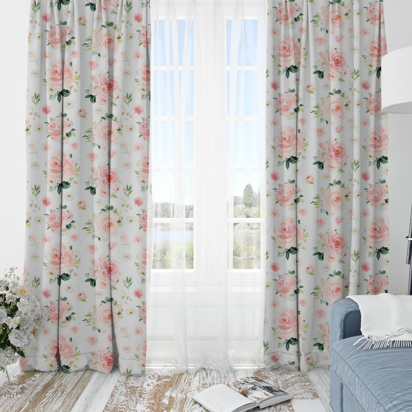 Blush Florals Blackout Curtains