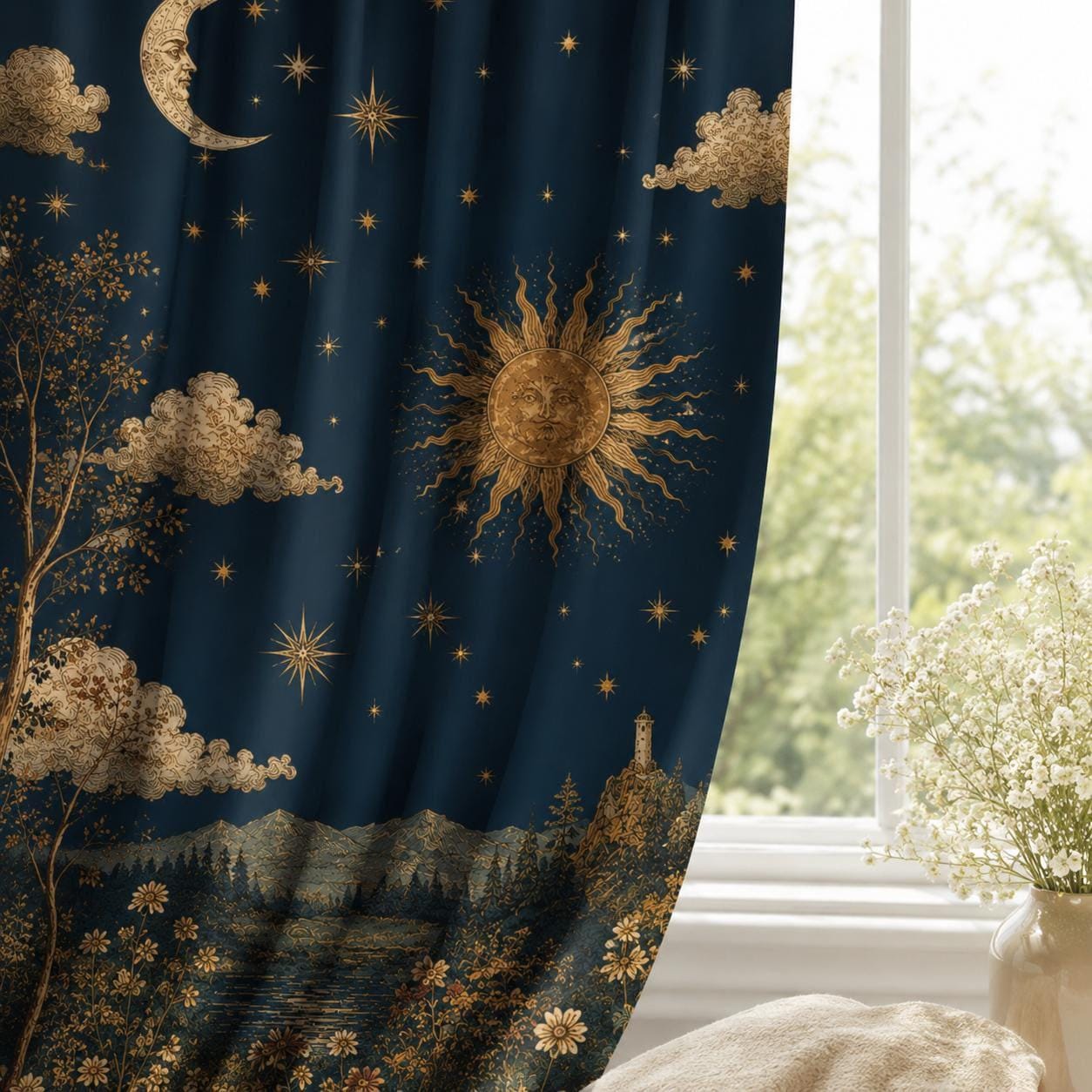 Celestial Sun Moon Blackout Curtains