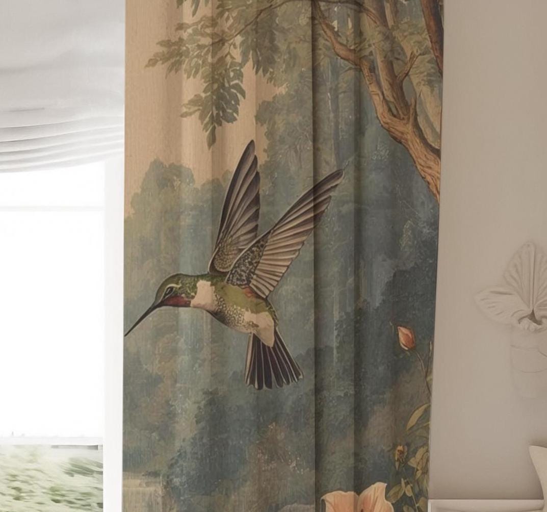 Hummingbird Floral Blackout Curtains