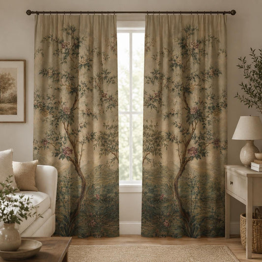 Vintage Floral, Chinoiserie Blackout Curtains