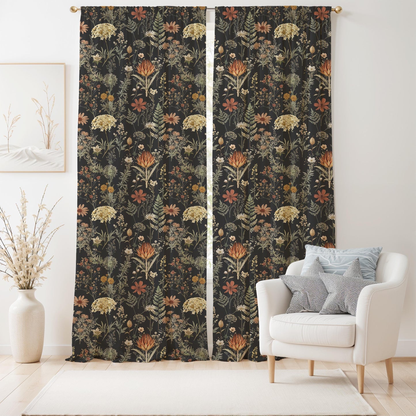 Moody Wildflower Botanical Blackout Curtains