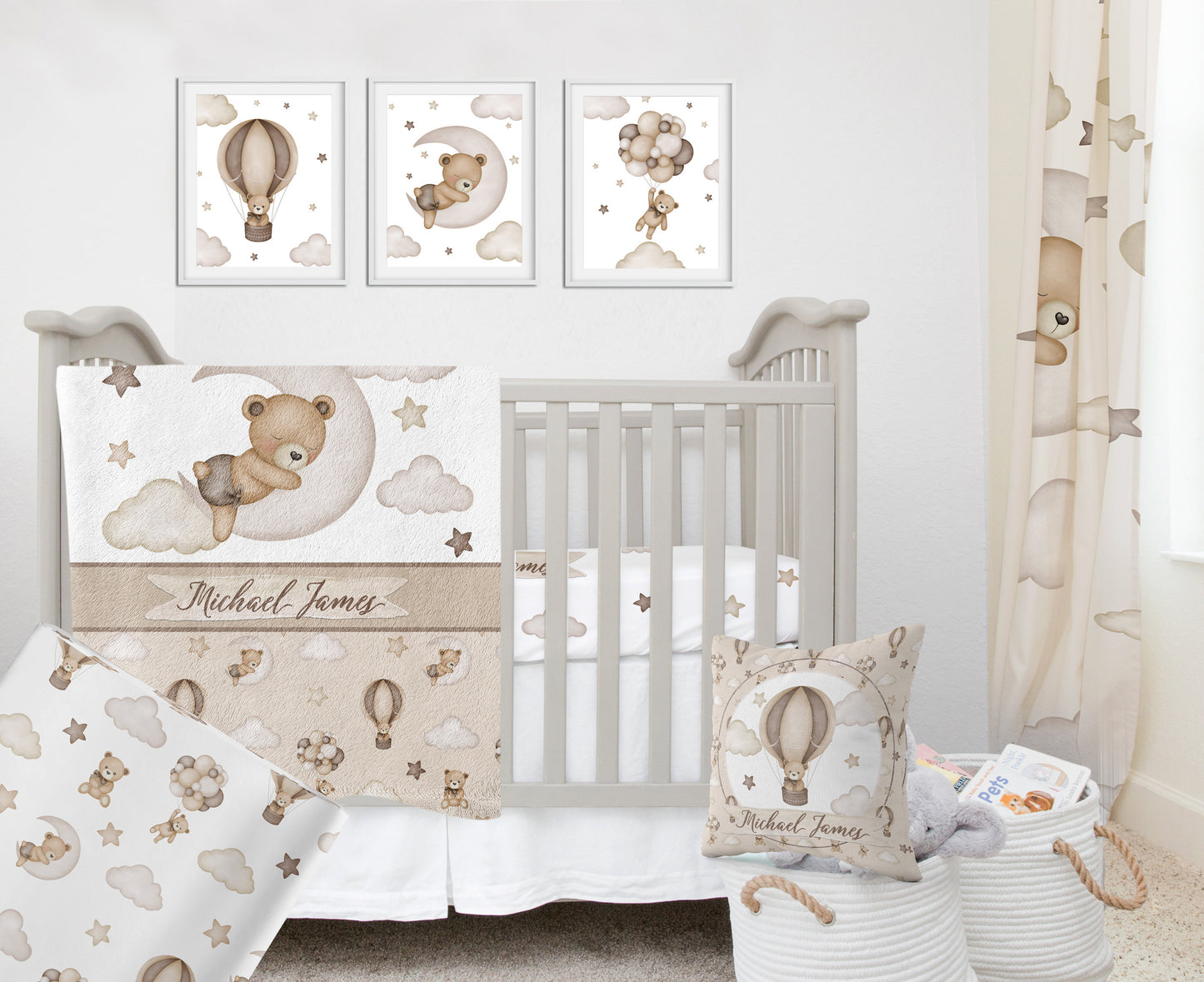 Teddy Bear Personalized Crib Sheet for Girl