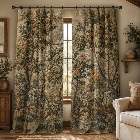 Vintage Forest Toile Blackout Curtains