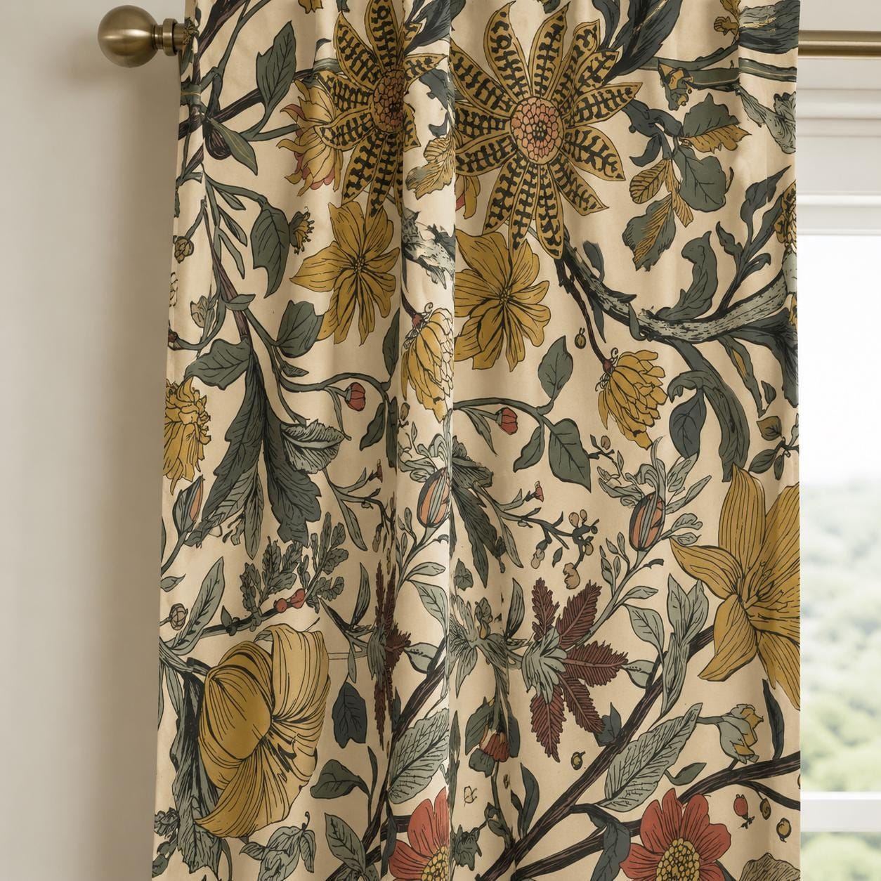 Vintage Botanical Blackout Curtains