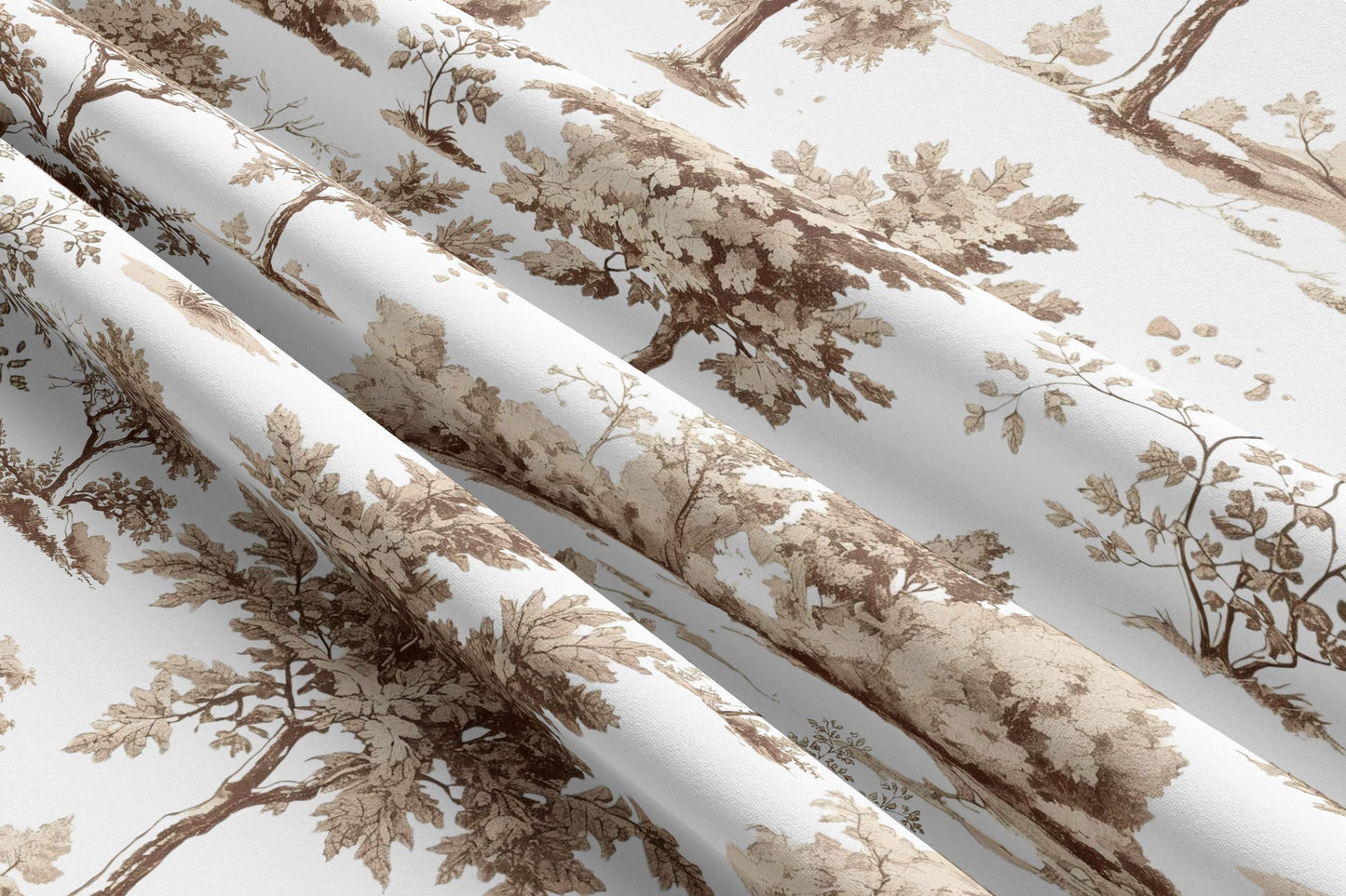 Neutral Woodland Toile Blackout Curtains