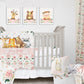 Blush Florals with Woodland Animals Personalized Crib Sheet for Girl