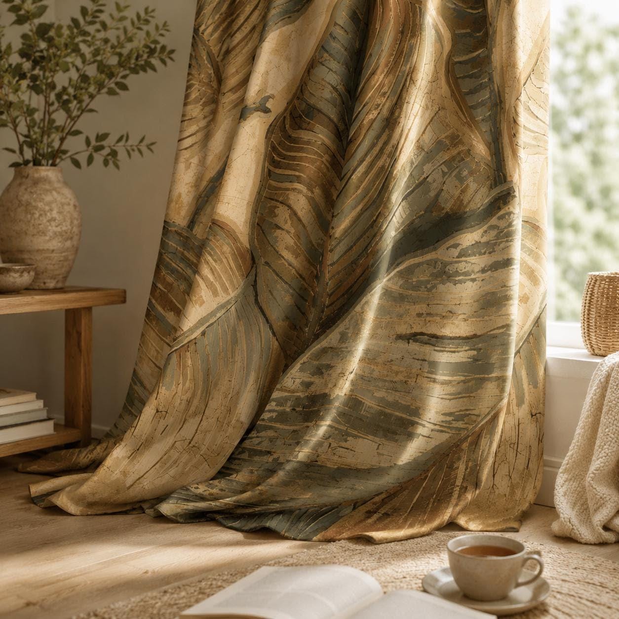 Boho Tropical Leaf Blackout Curtains