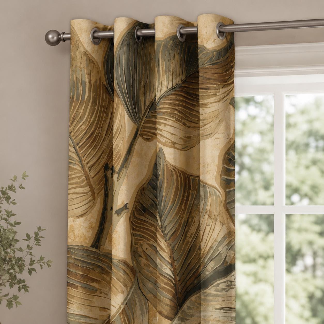 Boho Tropical Leaf Blackout Curtains