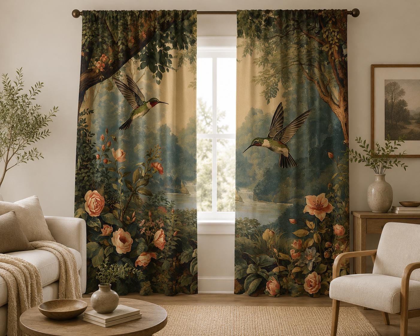 Hummingbird Floral Blackout Curtains