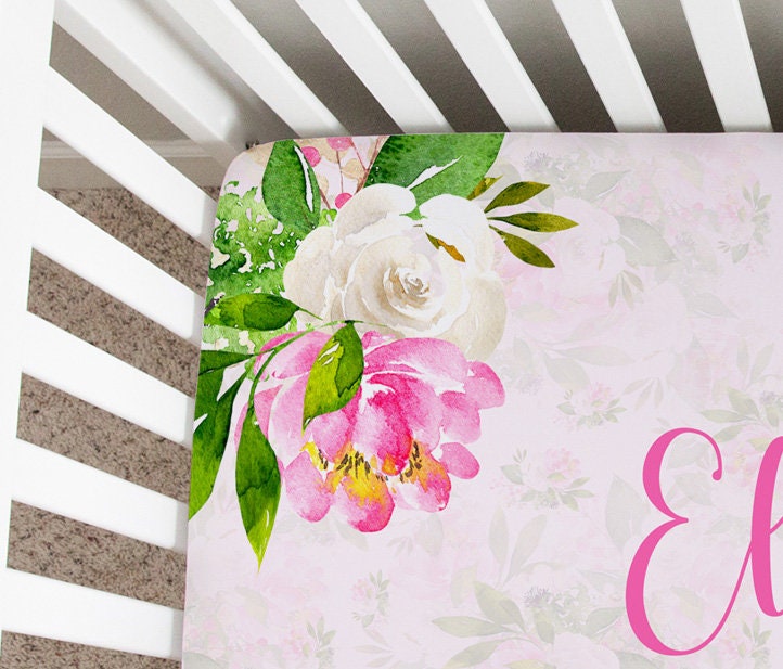 Horses Personalized Crib Sheet for Girl