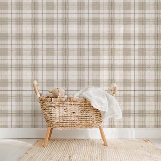 Neutral Plaid Wallpaper