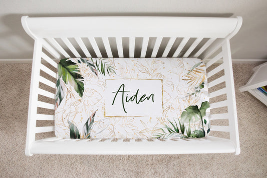 Tropical Personalized Crib Sheet for Boy