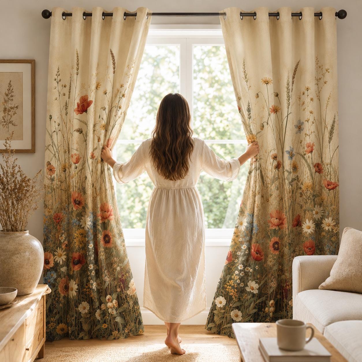Wildflower Botanical, Vintage Blackout Curtains