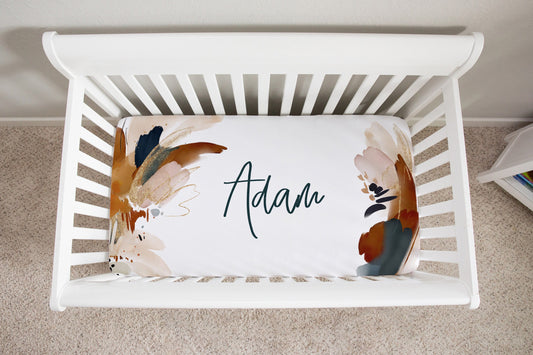 Abstract Personalized Crib Sheet for Boy