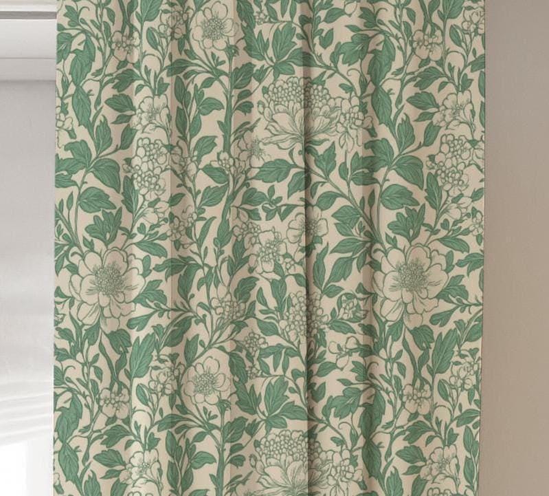 Green Floral Blackout Curtains