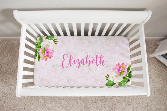 Horses Personalized Crib Sheet for Girl
