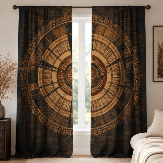 Rustic Boho Mandala Blackout Curtains