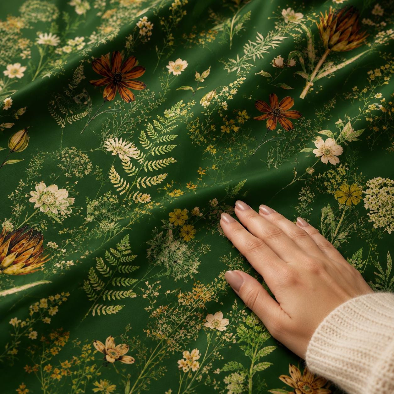 Dark Green Botanical Blackout Curtains