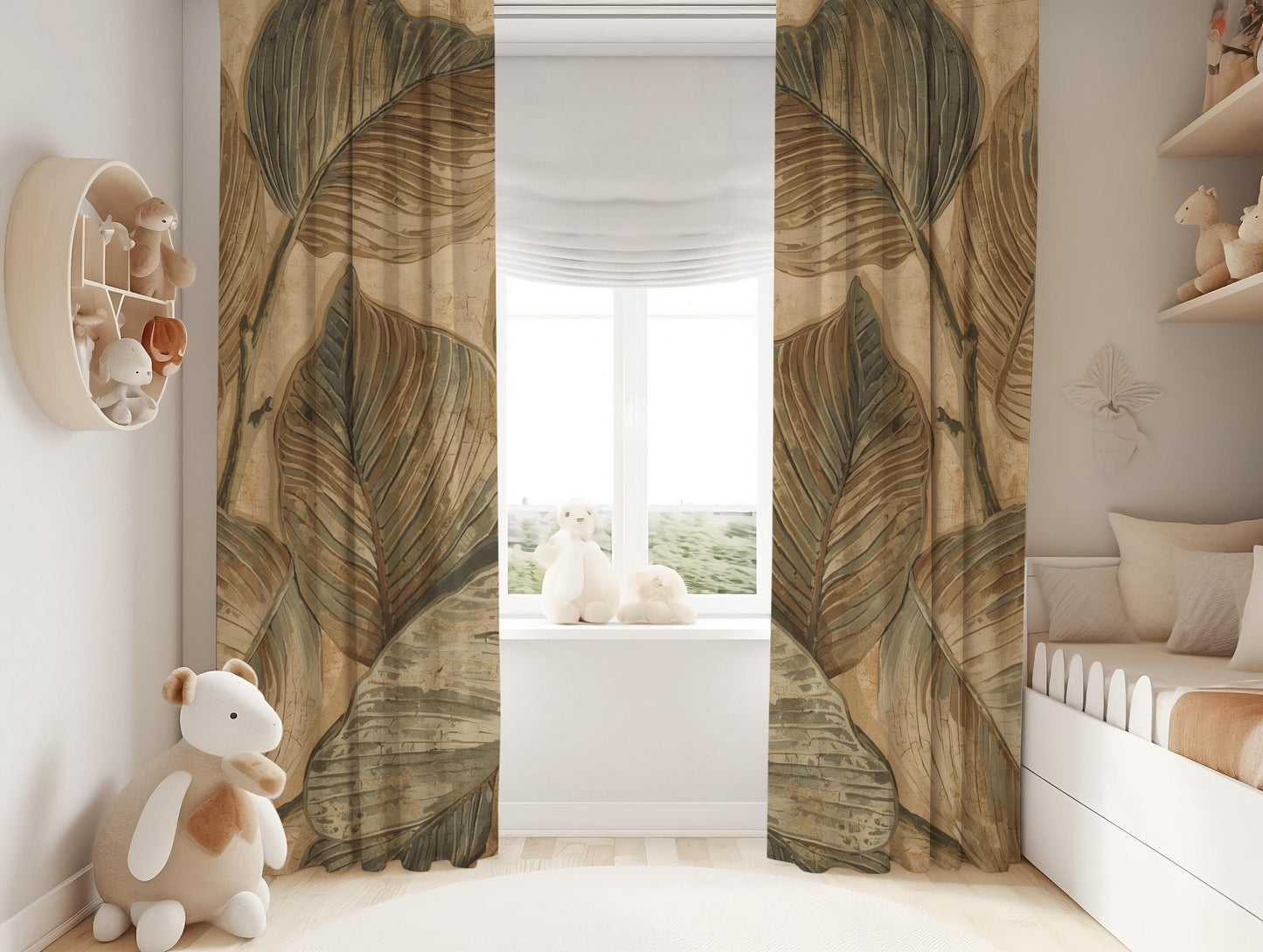 Boho Tropical Leaf Blackout Curtains