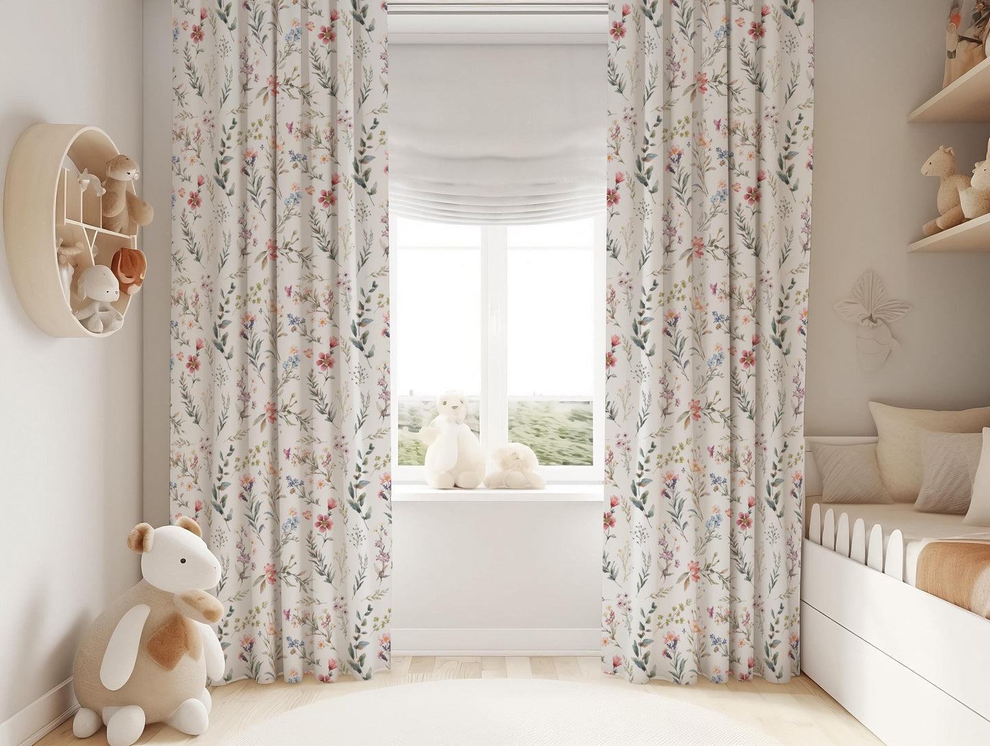 Floral Nursery , Wildflower Blackout Curtains
