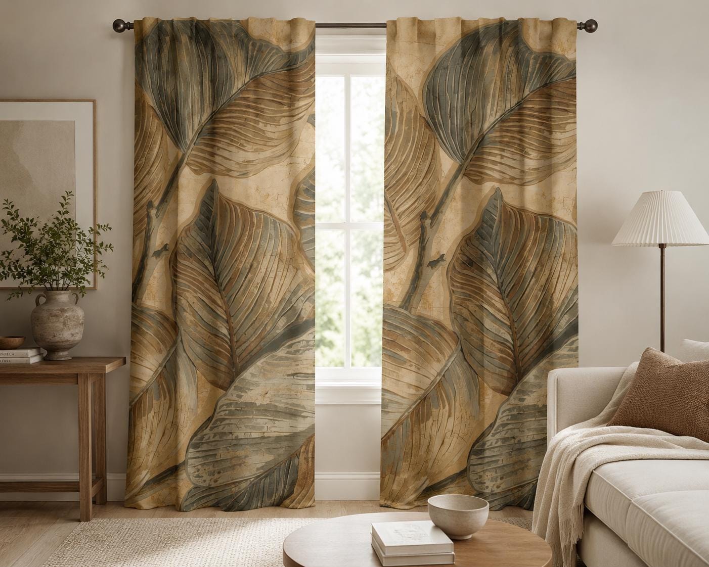 Boho Tropical Leaf Blackout Curtains