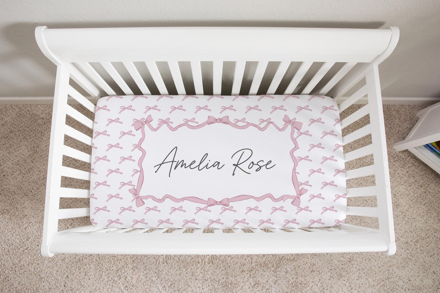 Bows Personalized Crib Sheet for Girl