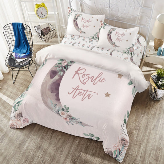 Modern Boho with Moon Personalized Duvet Cover Set for Girl