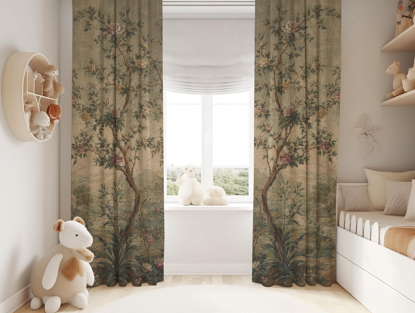 Vintage Floral, Chinoiserie Blackout Curtains
