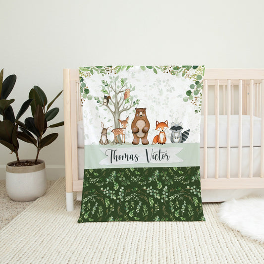 Woodland Friends Personalized Blanket for Boy