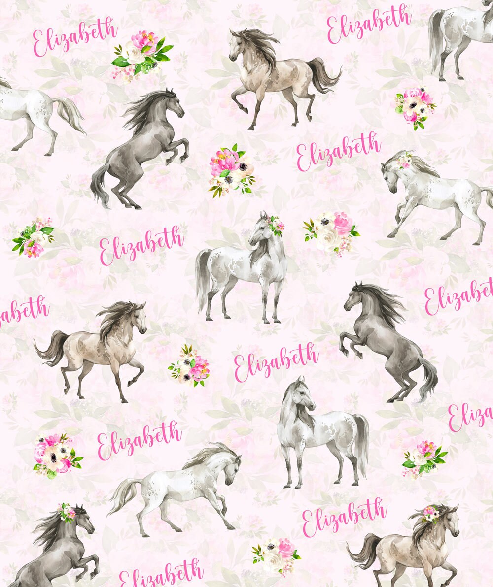 Horses Personalized Blanket for Girl