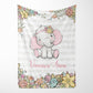 Happy Elephants Personalized Blanket for Girl