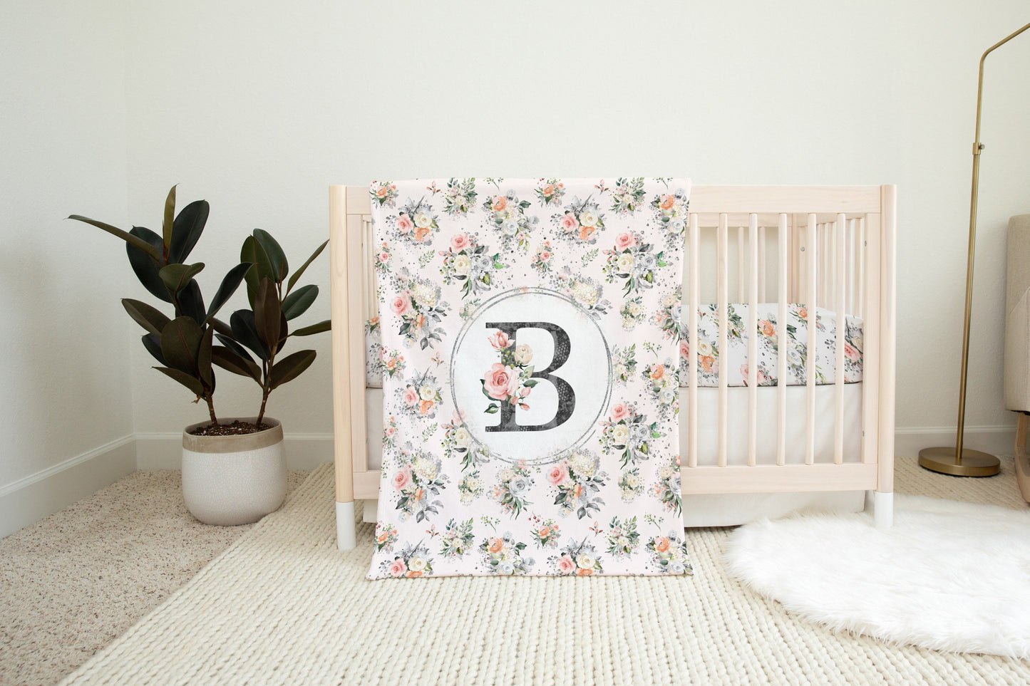 Roses Garden Monogrammed Blanket for Girl