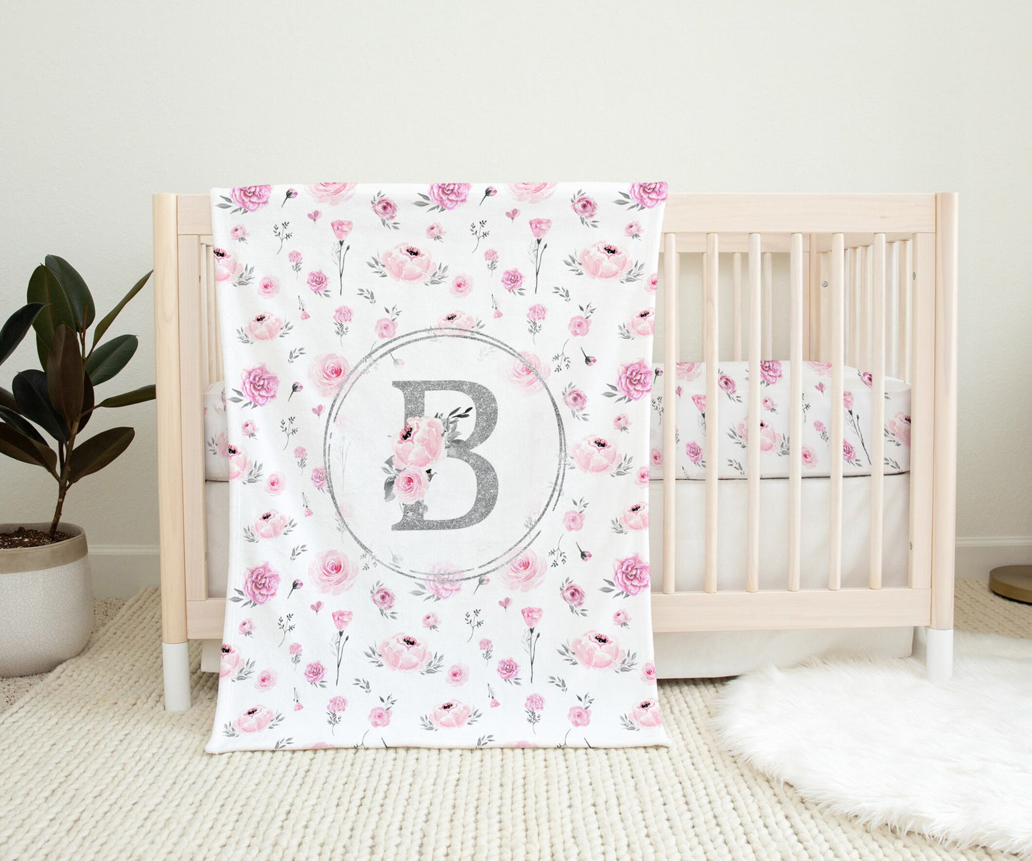 Silver Meadow Monogrammed Blanket for Girl