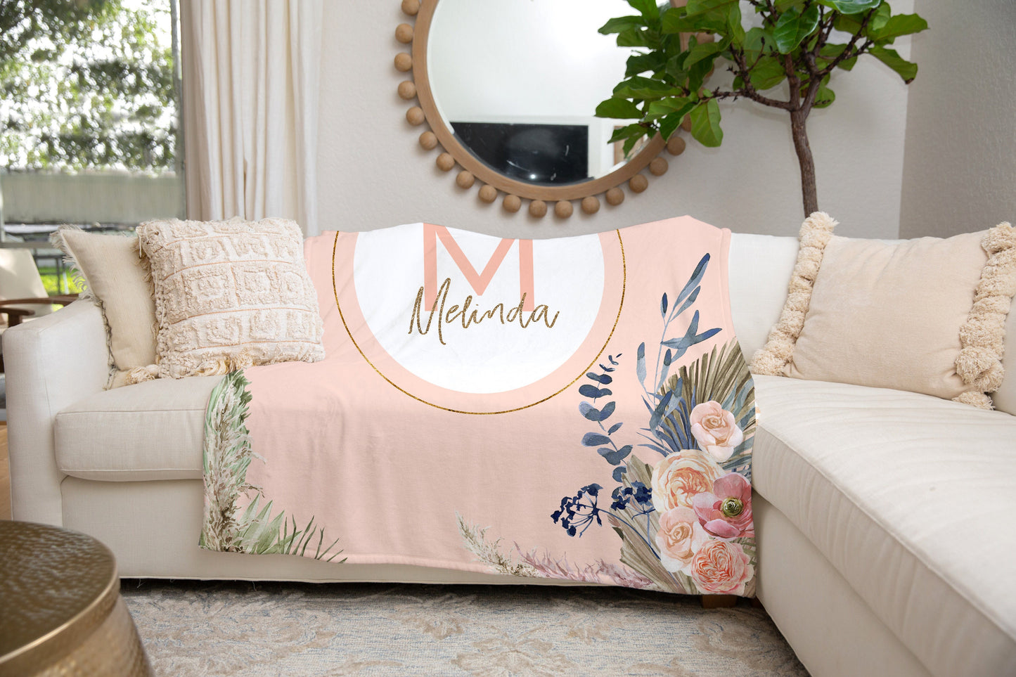 Tropical Flowers Personalized Blanket for Girl