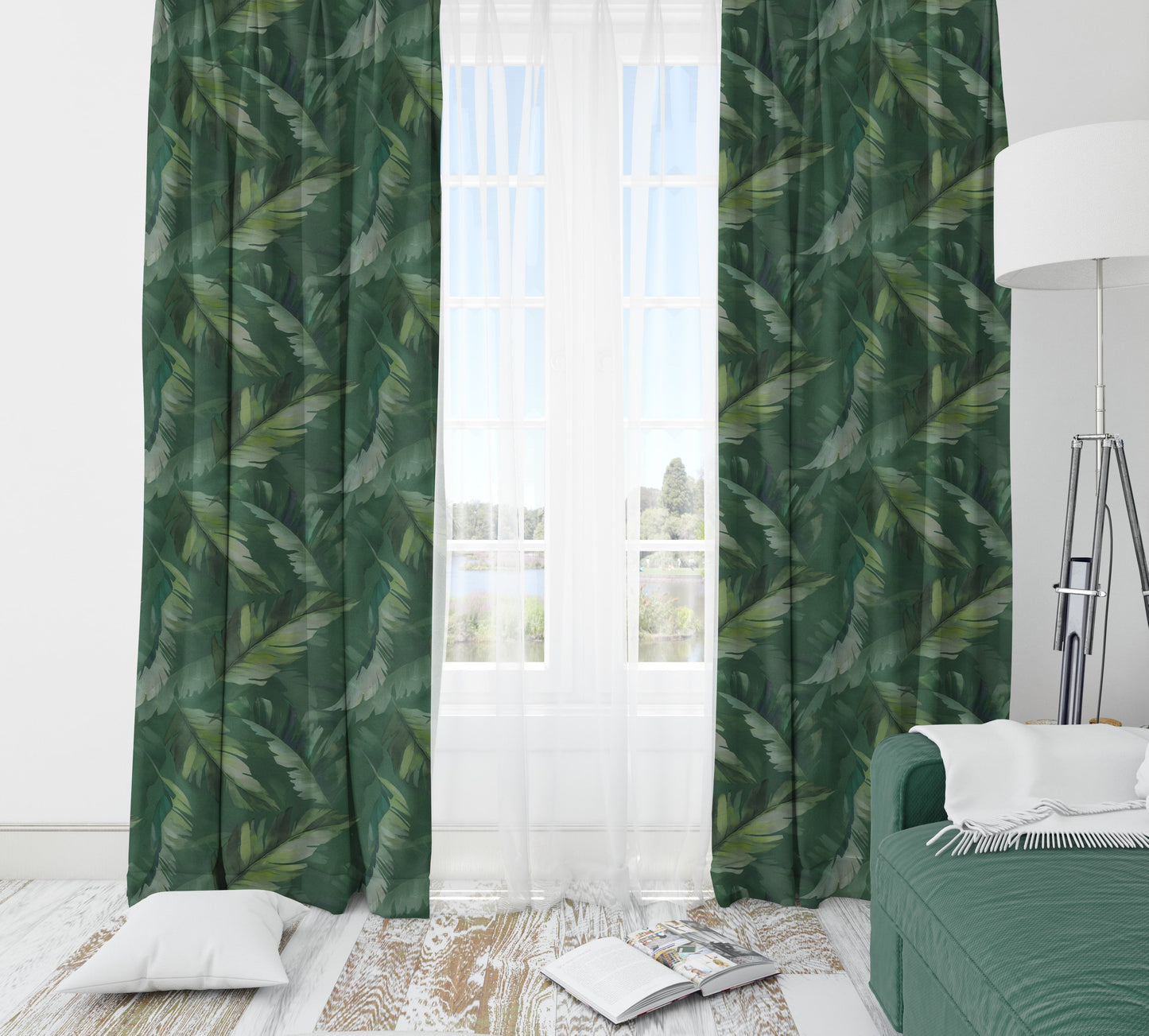 Tropical Dark Green Blackout Curtains