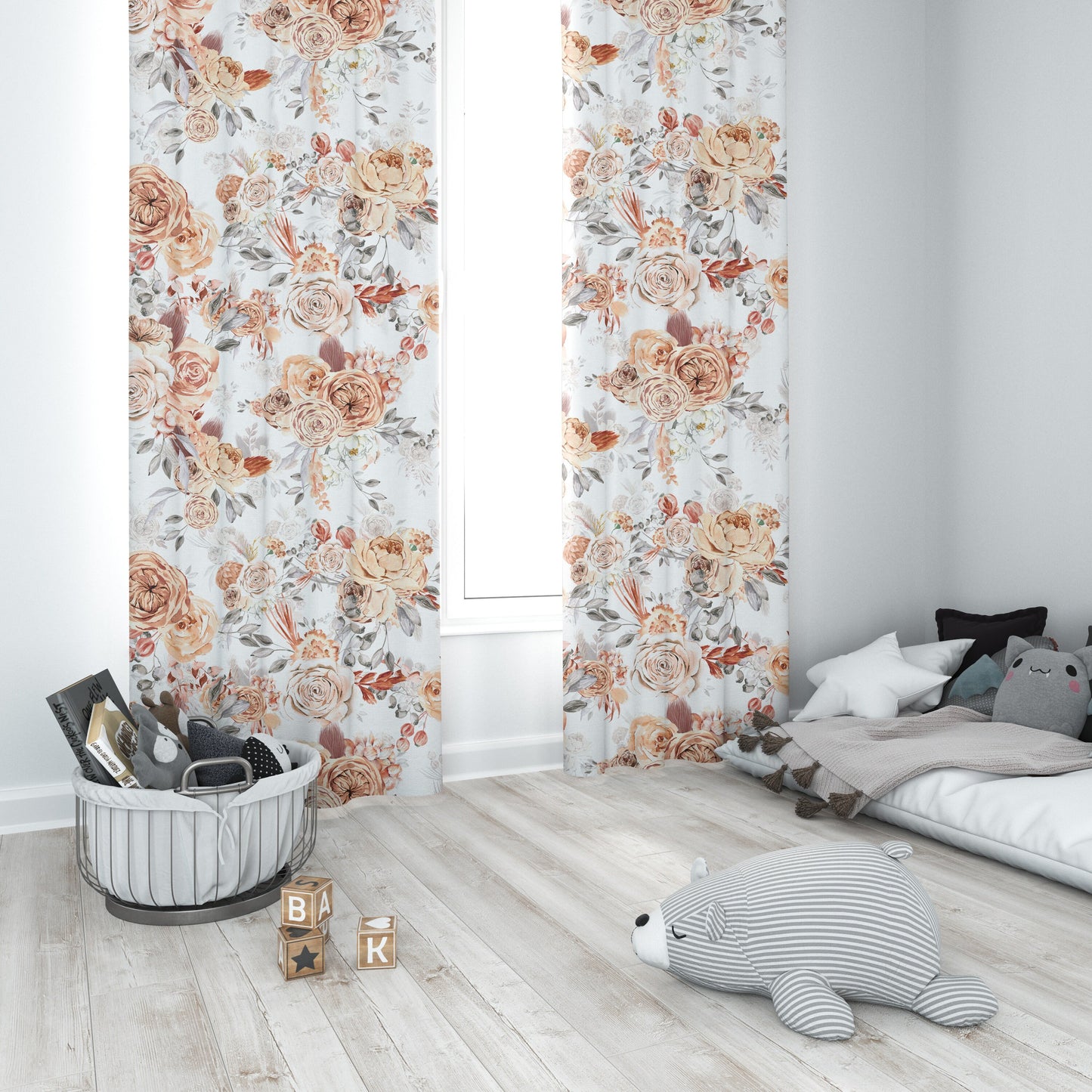 Caramel Florals Blackout Curtains