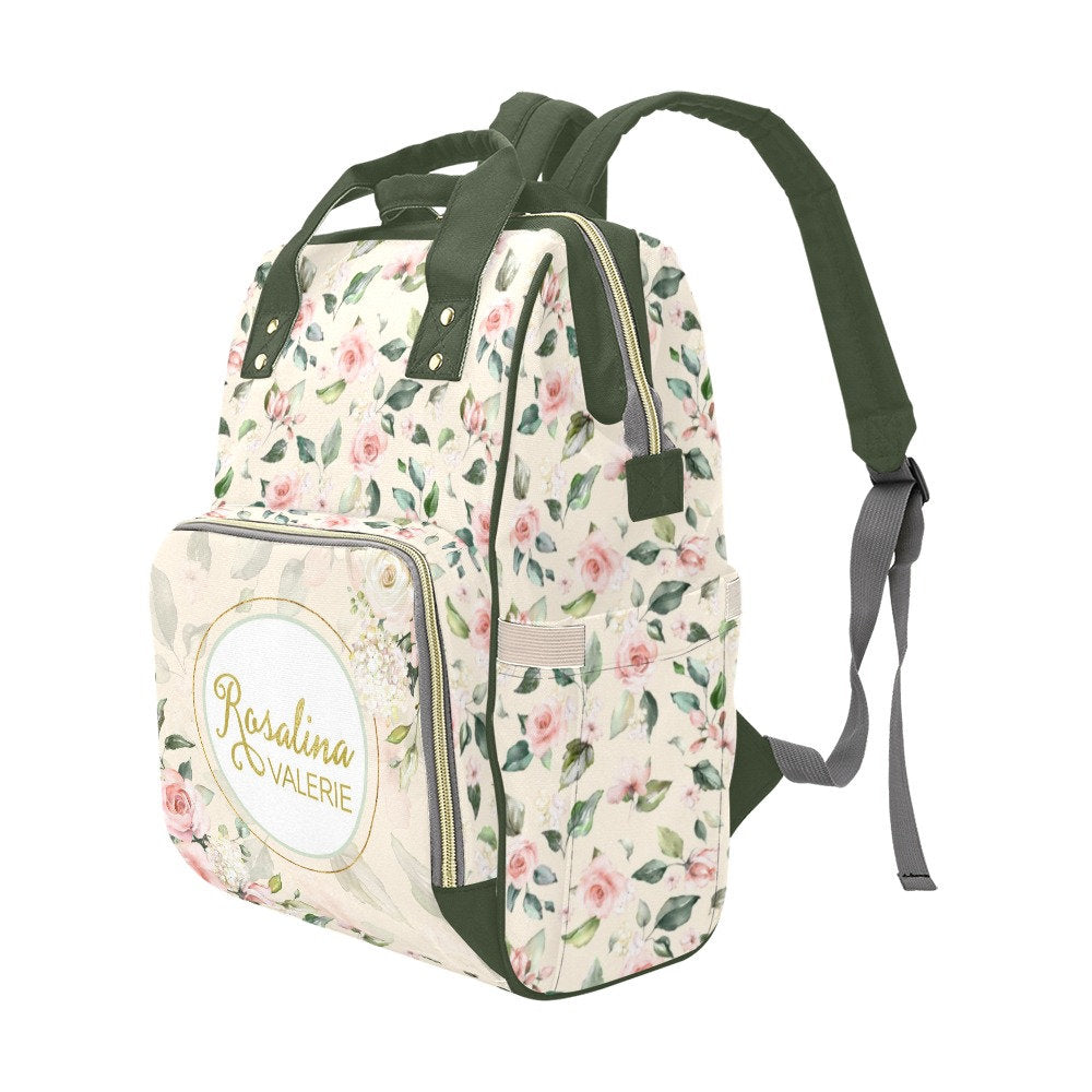 Roses Garden Personalized Diaper Bag