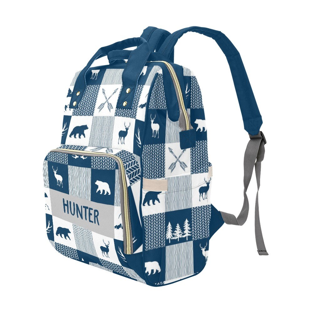 Navy Blue Woodland Personalized Diaper Bag