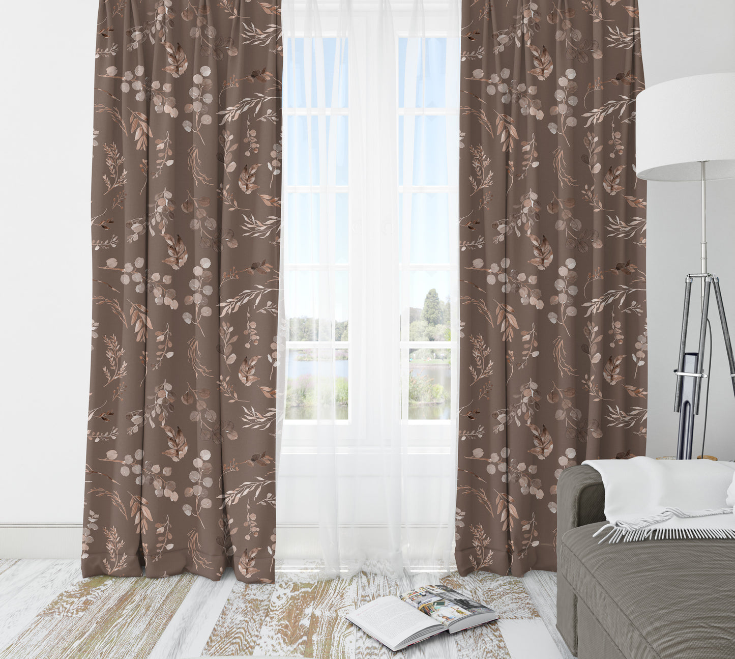 Brown Leaves Blackout Curtains