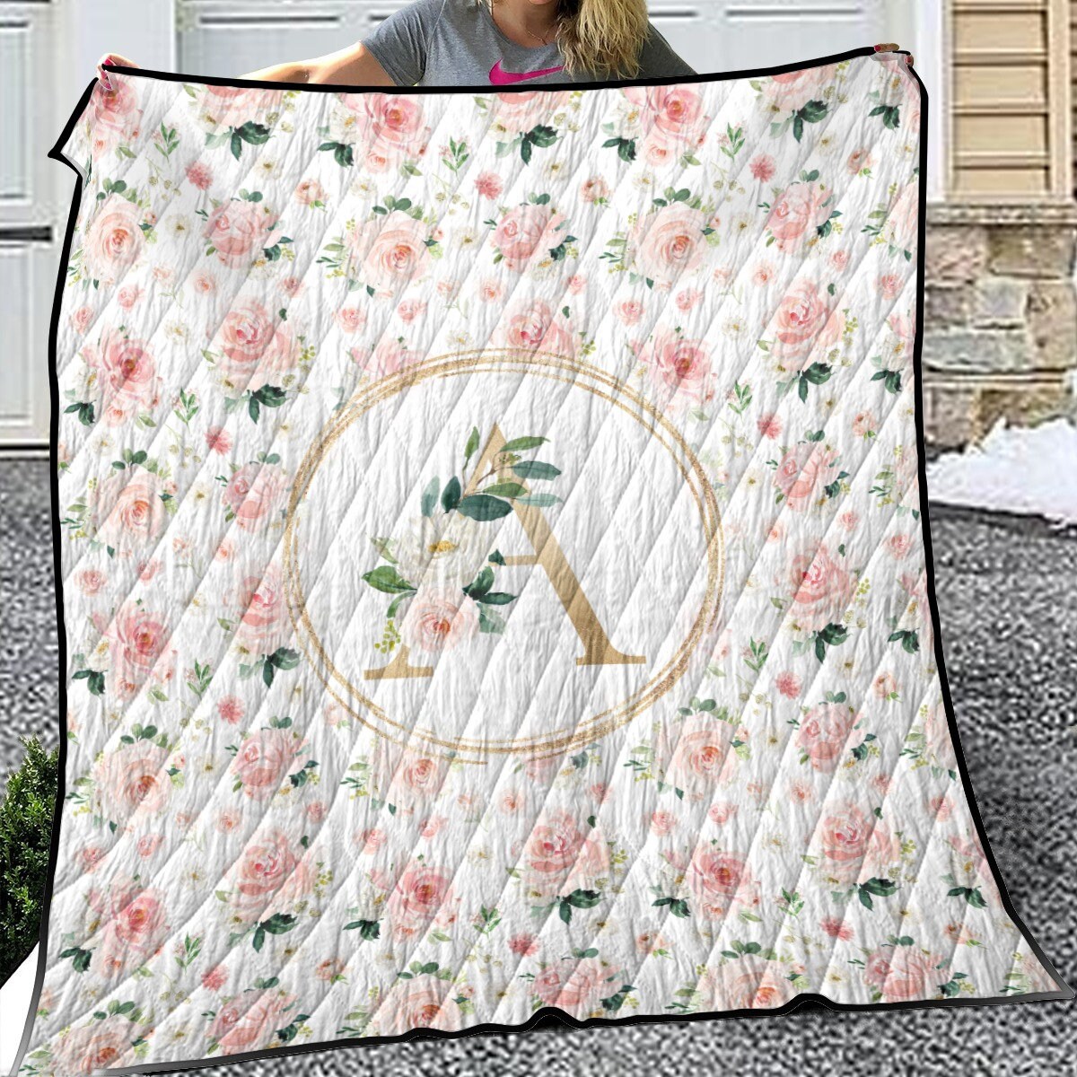 Blush Florals Personalized Quilted Bedspread Set