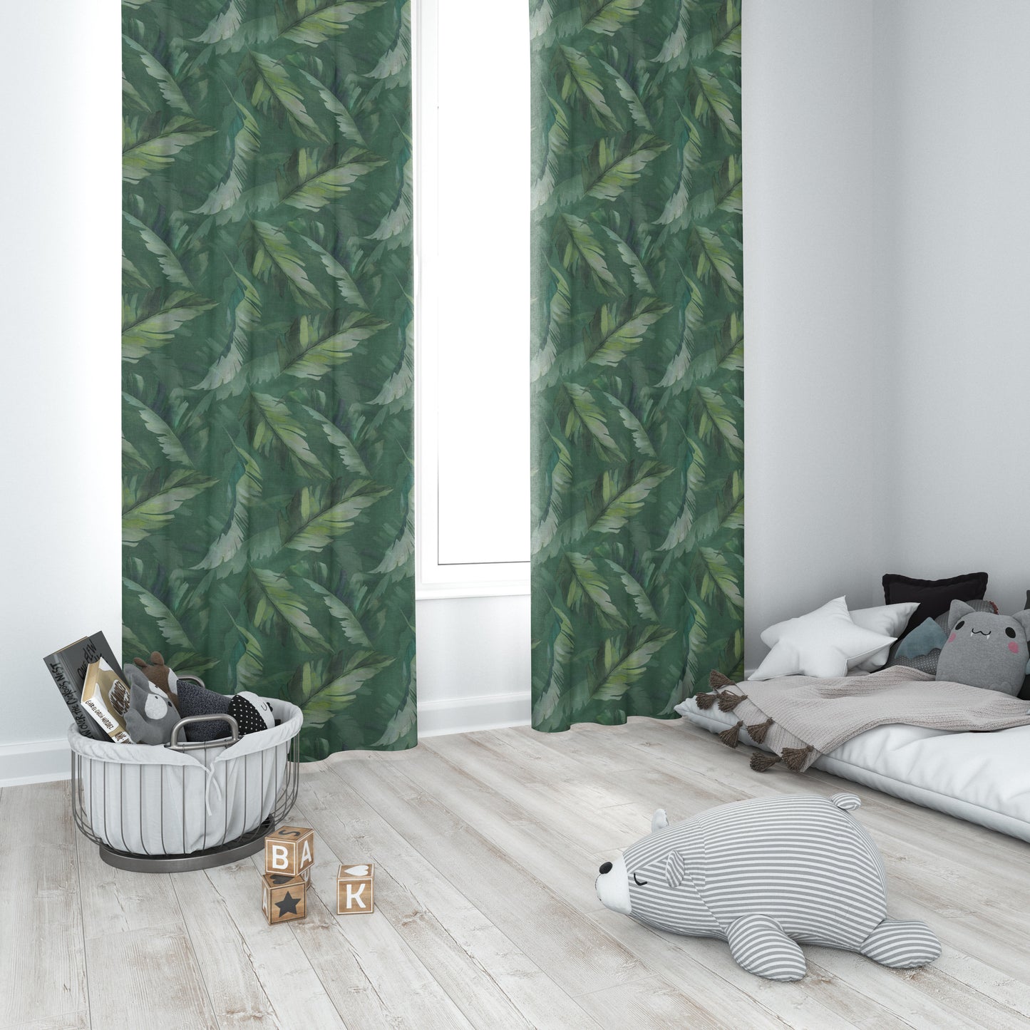 Tropical Dark Green Blackout Curtains